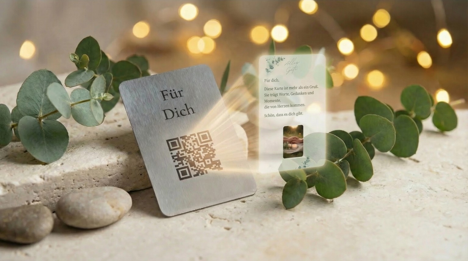 Monvou Karte mit QR-Code und digitaler Botschaft