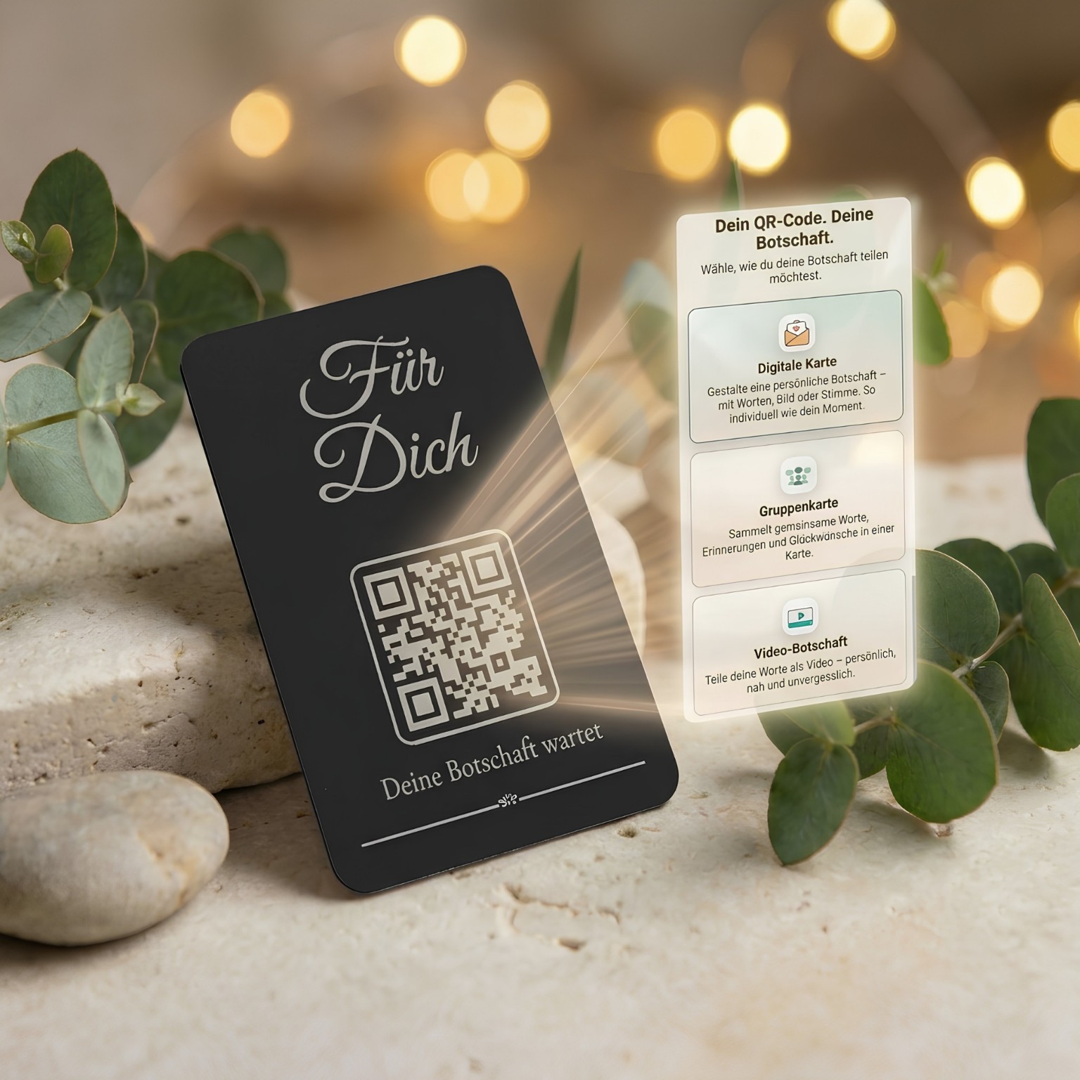 Schwarze Monvou Metallkarte Für Dich mit QR-Code