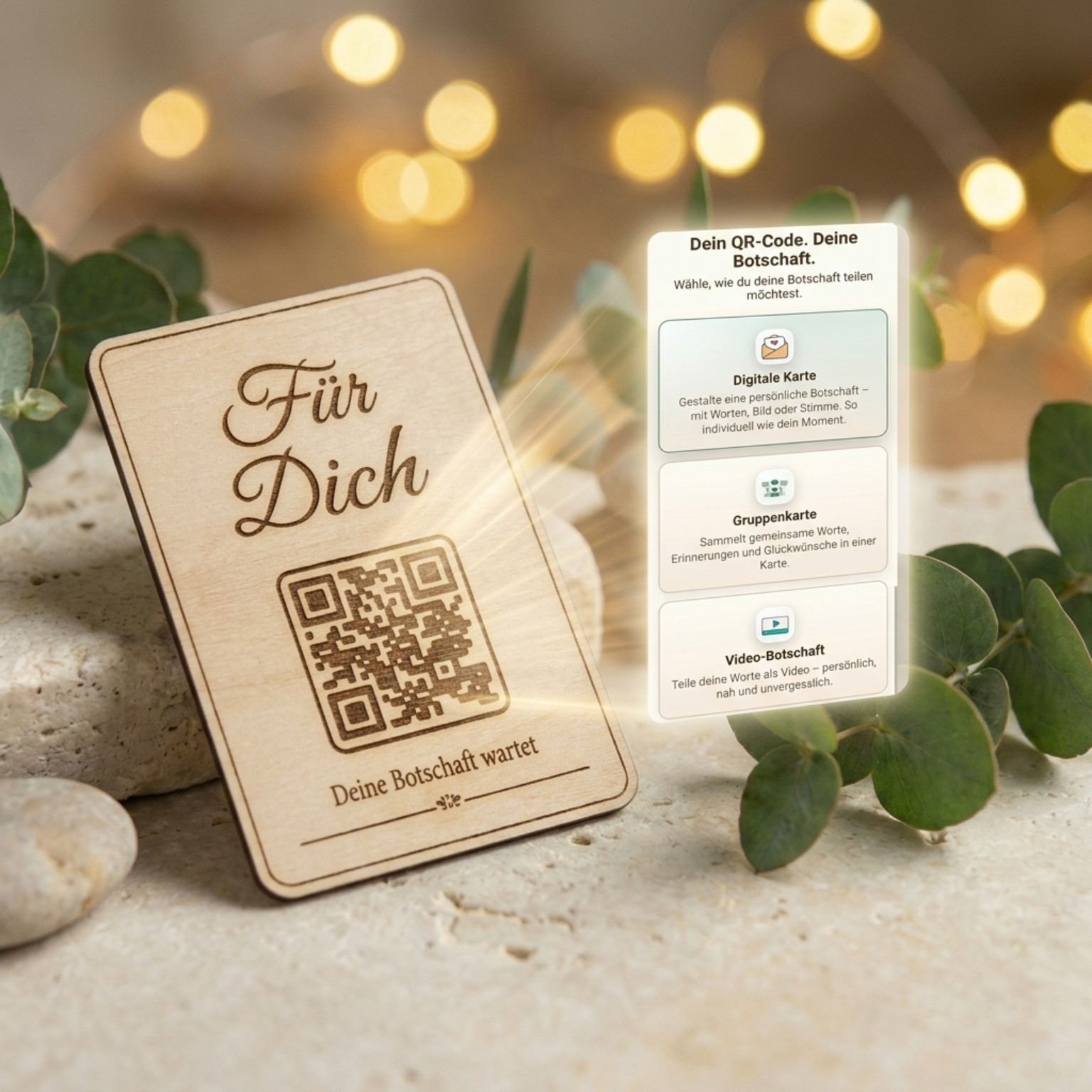 Monvou Holzkarte Für Dich mit QR-Code